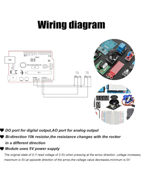 Módulo Joystick Analógico Diitao 8PCS Doble Eje 20cm