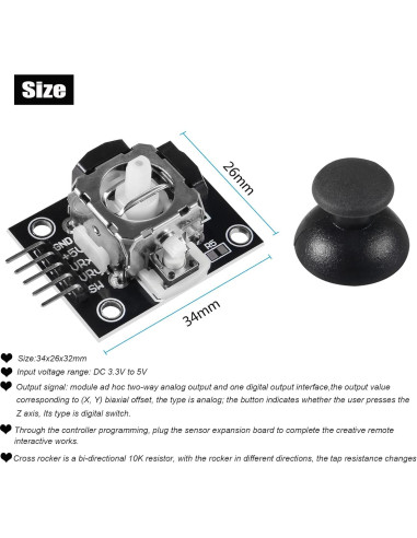 Módulo Joystick Analógico Diitao 8PCS Doble Eje 20cm