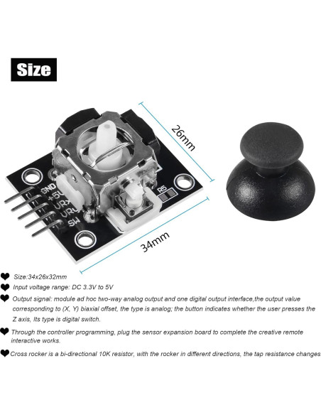 Módulo Joystick Analógico Diitao 8PCS Doble Eje 20cm