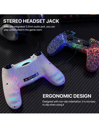 Controlador ISHAKO Inalámbrico PS4 Negro 1000mAh RGB