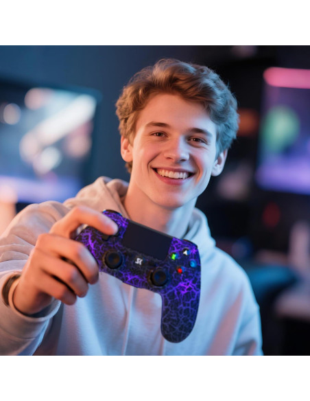 Controlador ISHAKO Inalámbrico PS4 Negro 1000mAh RGB