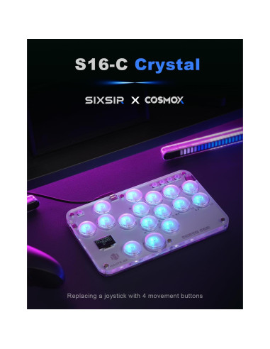 Controlador sin palanca Haute42 S16 Crystal RGB para PC/Switch/PS
