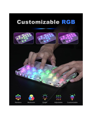 Controlador sin palanca Haute42 S16 Crystal RGB para PC/Switch/PS