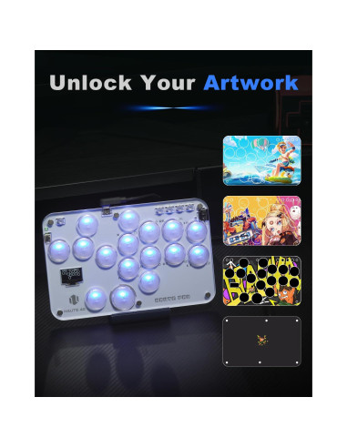 Controlador sin palanca Haute42 S16 Crystal RGB para PC/Switch/PS