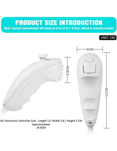 Controlador Nunchuk KIWITATA para Wii y Wii U Blanco