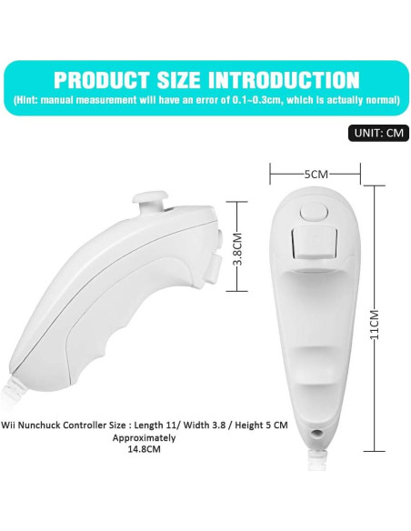 Controlador Nunchuk KIWITATA para Wii y Wii U Blanco