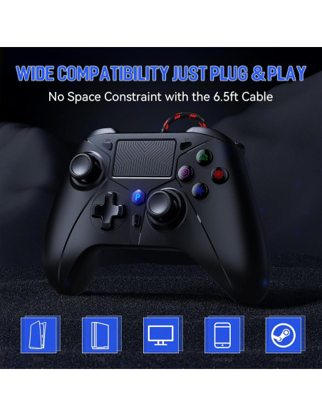 Controlador con cable Gamrombo para PS5 y PC - Negro Controlador con cable Gamrombo para PS5 y PC - Negro