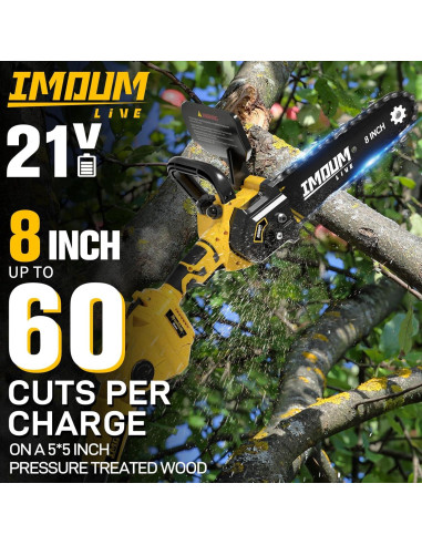 Sierra de Poste Inalámbrica IMOUMLIVE 8" Batería 21V 3Ah