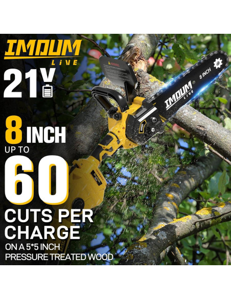 Sierra de Poste Inalámbrica IMOUMLIVE 8" Batería 21V 3Ah