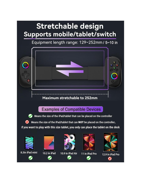 Controlador Inalámbrico Koiiko para iPad y Android RGB Turbo