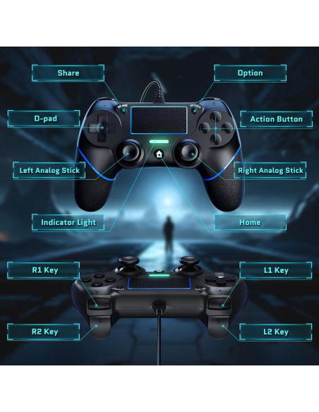 Controlador con cable DIANVEN para PS4 y PC 1.98m