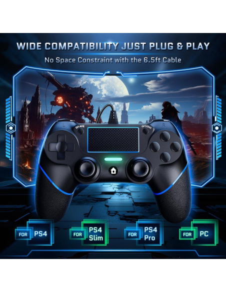 Controlador con cable DIANVEN para PS4 y PC 1.98m