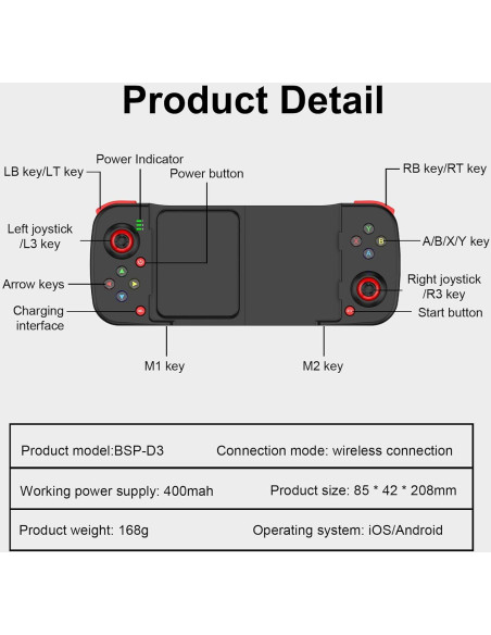 Controlador Inalámbrico de Juegos arVin para iPhone/Android