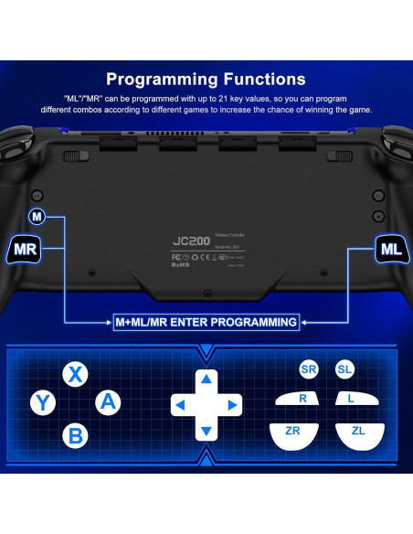 Controlador Inalámbrico Gammeefy JC201 para Nintendo Switch
