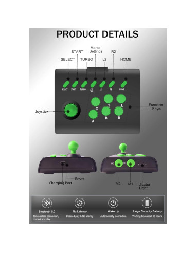 Joystick Arcade arVin para iPhone Android PC Switch PS4