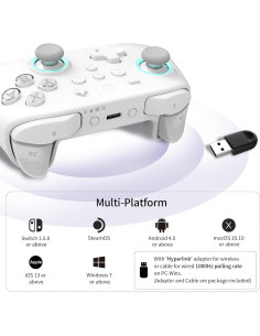 Controlador GuliKit KK3 Max Inalámbrico para Switch y PC - Blanco 2