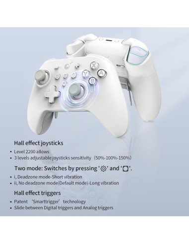 Controlador GuliKit KK3 Max Inalámbrico para Switch y PC - Blanco