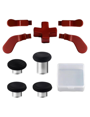 9 en 1 Piezas Thumbsticks Metal para Xbox Elite Series 2 Rojo