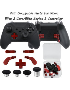 9 en 1 Piezas Thumbsticks Metal para Xbox Elite Series 2 Rojo 2