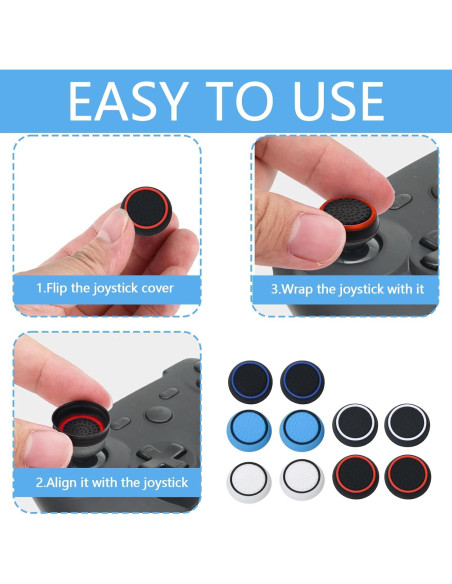10 Tapas de Joystick Silicona ECOMAID para PS5, PS4, Xbox