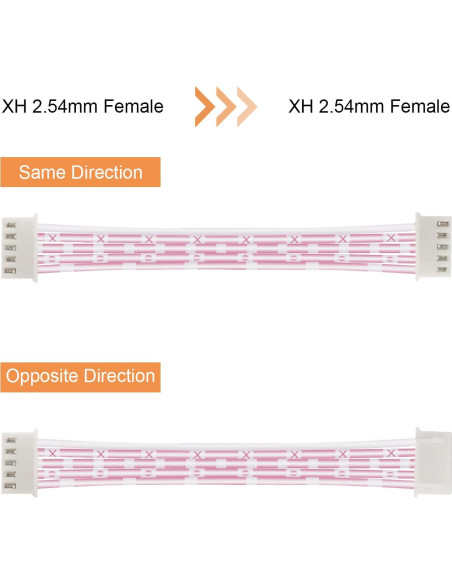 Cable de 5 Pines Hembra a Hembra JST 2.54mm 20cm 20PCS DKARDU