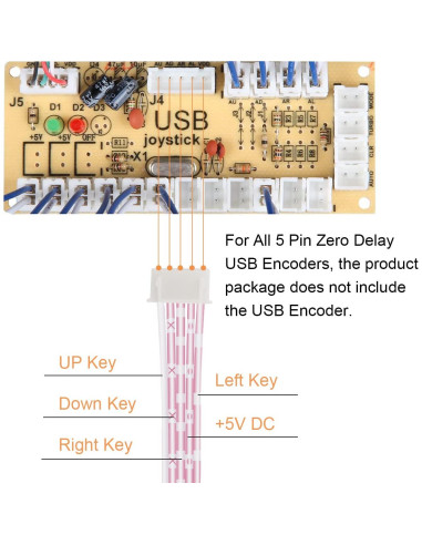 Cable de 5 Pines Hembra a Hembra JST 2.54mm 20cm 20PCS DKARDU