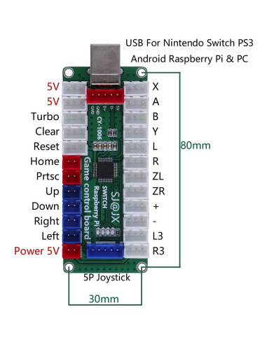 Controlador de Juego SJ@JX LED 2 Jugadores Joystick 8 vías