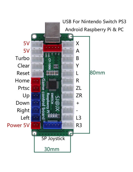 Controlador de Juego SJ@JX LED 2 Jugadores Joystick 8 vías