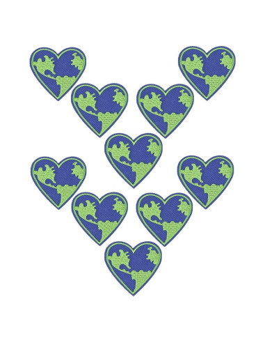 Kit de 10 Parches Bordados Corazón Salvar la Tierra Zhiheng