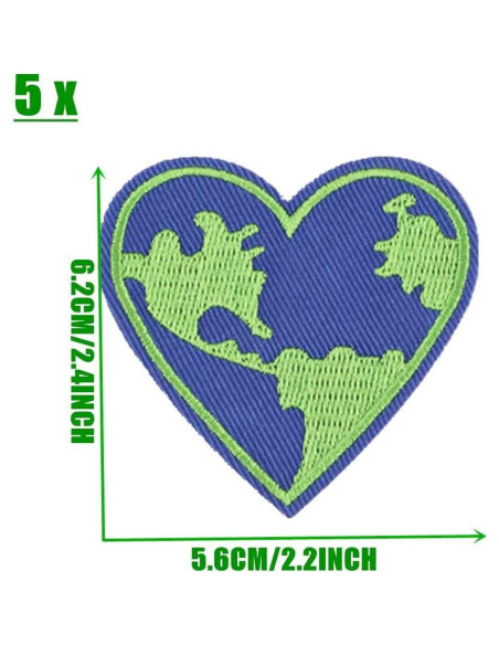 Kit de 10 Parches Bordados Corazón Salvar la Tierra Zhiheng Kit de 10 Parches Bordados Corazón Salvar la Tierra Zhiheng