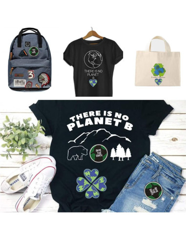 Kit de 10 Parches Bordados Corazón Salvar la Tierra Zhiheng