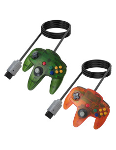 Controlador N64 Loner Clásico con Cable 2 Piezas Verde Naranja
