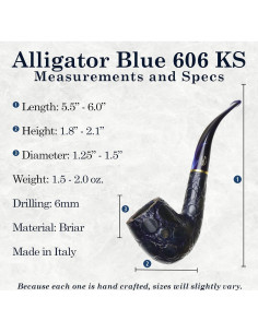 Pipa de Brezo Savinelli Alligator Azul 606 KS Hecha a Mano 2