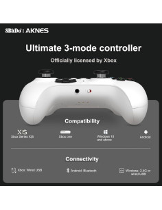 Controlador AKNES 8BitDo Xbox Bluetooth 2.4G - Blanco 2