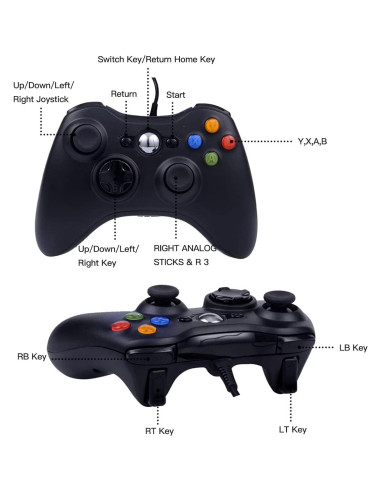 Gamepad USB con Cable USonline911 para PC y Xbox 360