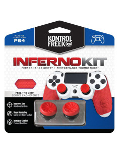 KontrolFreek Kit Rendimiento PS4 Rojo con Thumbsticks y Agarre