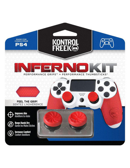 KontrolFreek Kit Rendimiento PS4 Rojo con Thumbsticks y Agarre