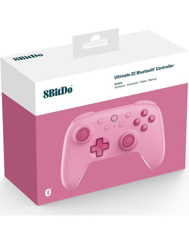 Controlador Bluetooth 8BitDo Ultimate 2C Rosa para Switch