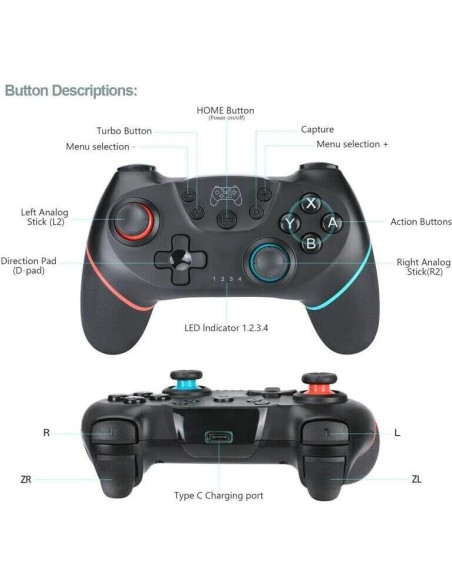 Controlador Inalámbrico Lyyes SW001 para Switch - Paquete de 2