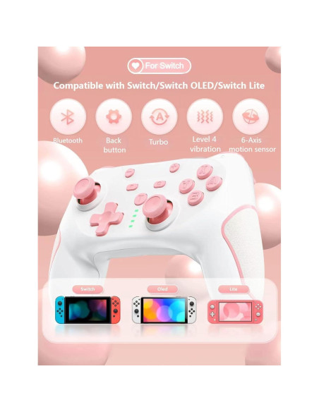 Controlador Inalámbrico Matbip SW02 Rosa para Switch