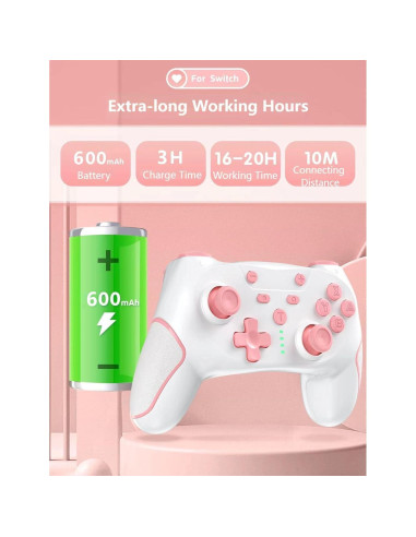 Controlador Inalámbrico Matbip SW02 Rosa para Switch