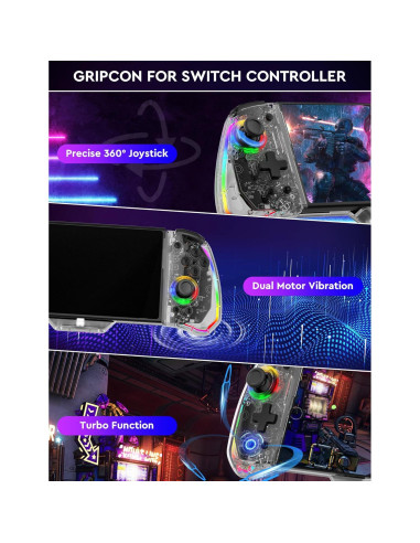 Controlador Joypad Clear Switch momen con LED y vibración