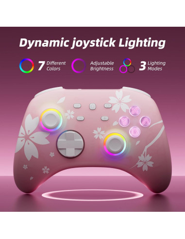 Controlador Pro Inalámbrico Mytrix Rosa Sakura con Base Carga