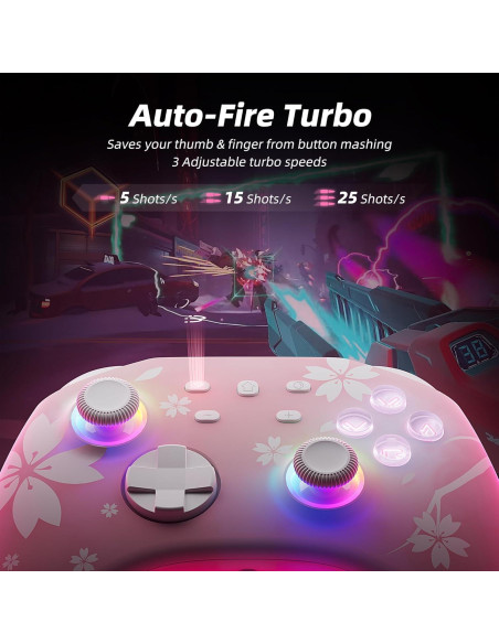 Controlador Pro Inalámbrico Mytrix Rosa Sakura con Base Carga