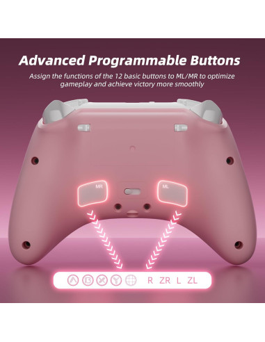 Controlador Pro Inalámbrico Mytrix Rosa Sakura con Base Carga