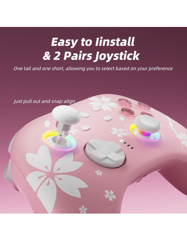 Controlador Pro Inalámbrico Mytrix Rosa Sakura con Base Carga