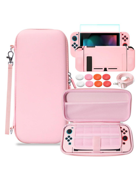 Kit Accesorios Nintendo Switch KimmiDirect Estuche Rosa