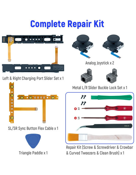 Kit de Reparación 18 en 1 Mcbazel para Joy-Con N-Switch Kit de Reparación 18 en 1 Mcbazel para Joy-Con N-Switch