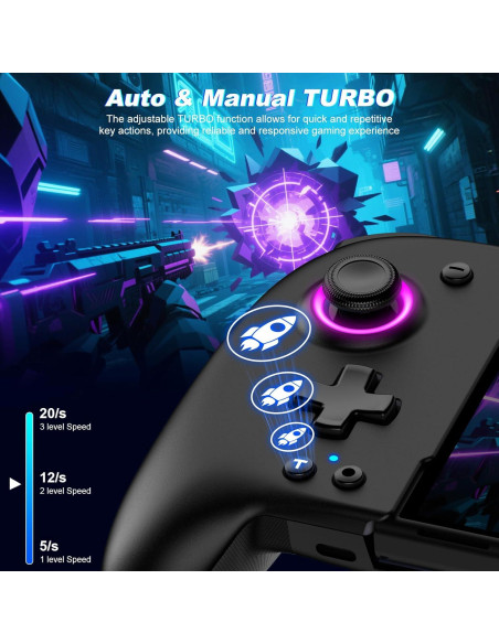 Controlador Inalámbrico LIFUFUTEE para Nintendo Switch Negro