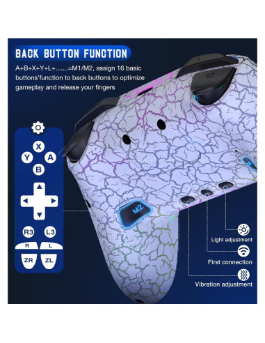 Controlador Inalámbrico Gammeefy para Nintendo Switch - LED 9 Colores